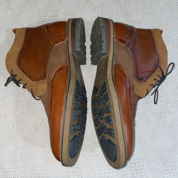 Arkbird Men’s Ankle Boots Size 10.5 D Brown Colorblock Leather Wingtip Business - Picture 5 of 12